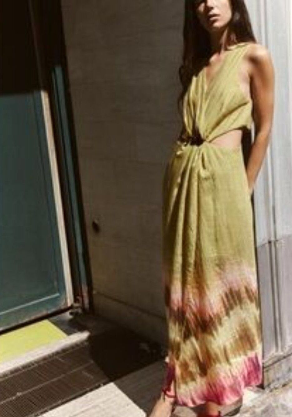 ZARA WOMAN SS24 TIE DYE CUT Out Tie Dye  MIDI DRESS MULTICOLORED | XS